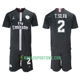 Koszulka Paris Saint-Germain T.Silva 2 Jodan Czarny Dziecięcy Trzeci Stroje Piłkarskie 2018/19 Krótki Rękaw